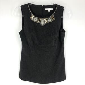 Cabi Glitz Charcoal Embellished Shell Top Size 4